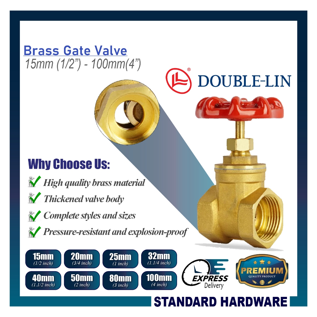 Brass Gate Valve Connection PN16 Water Meter Valve Water Gate Valve - 3 ...