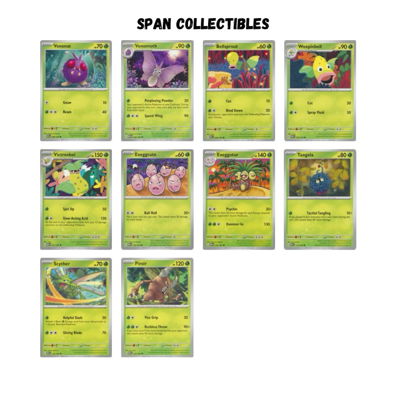 Pokemon TCG - Scarlet & Violet 151 Grass Pokemon Common / Uncommon ...