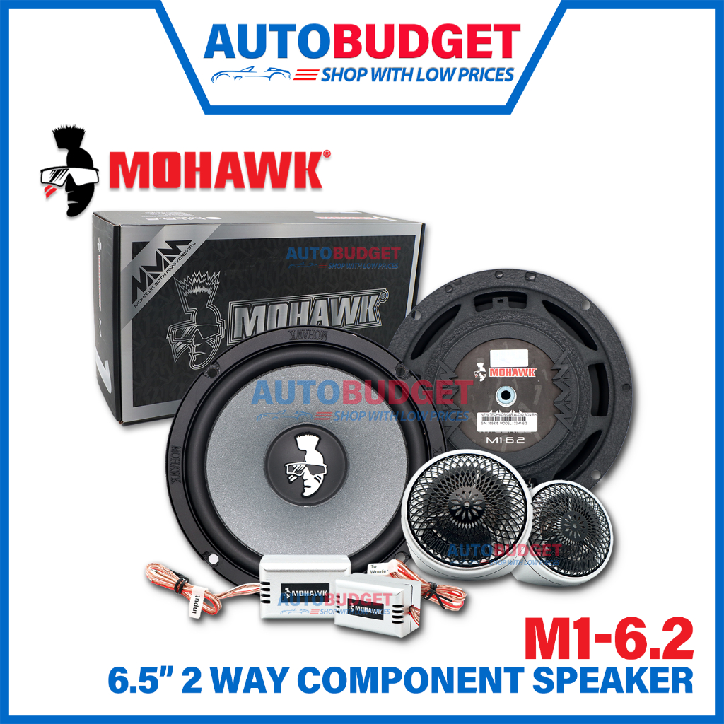 MOHAWK M1-6.2 2-Way Component Speaker 6.5 Inch Silver Bass Mid Tweeter ...