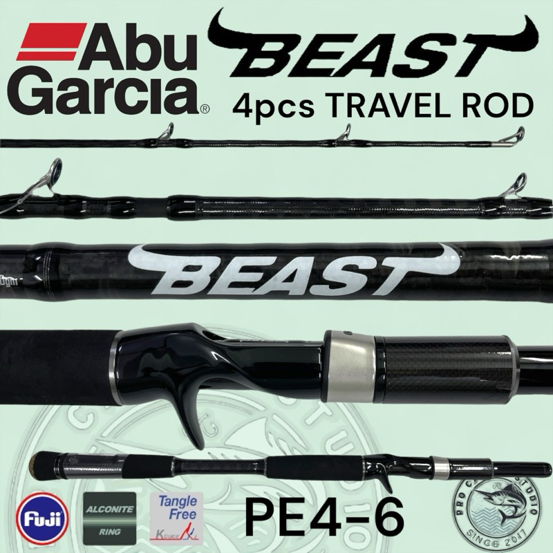 ABU GARCIA BEAST PE4-6 baitcasting travel rod 4 piece Fishing rod heavy ...