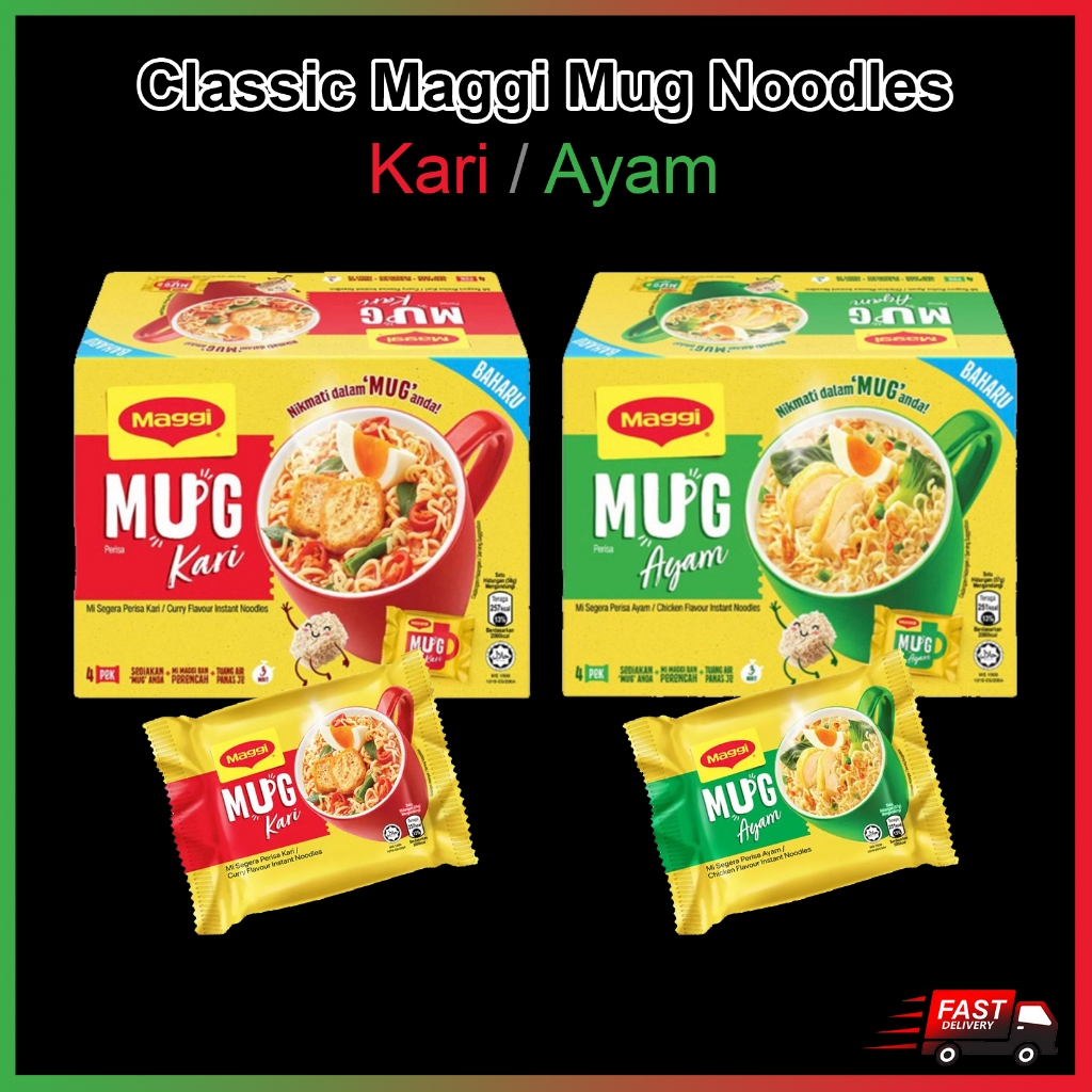 Classic Maggi Mug Noodles Kari Curry / Ayam Chicken 4packs/box | Shopee ...