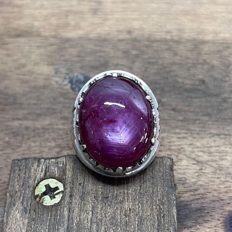 Batu Permata Delima Afrika Cincin Perak Natural Gemstone Ruby Silver ...