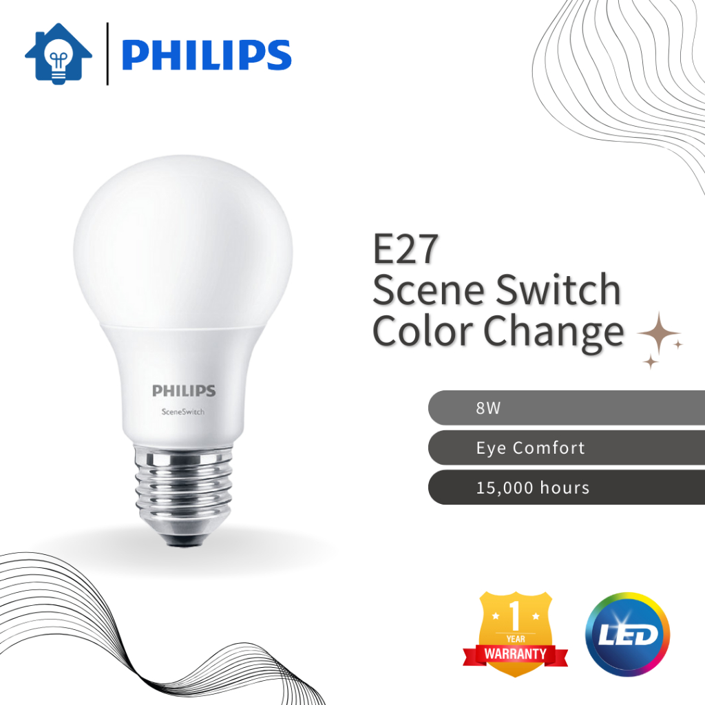 Philips Scene Switch Color Change 8W LED Bulb ( Warm White 3000K to ...