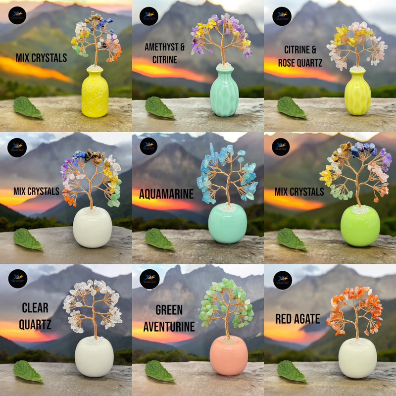 100% Natural Crystals Tree Decoration with Base for House Desktop DIY ...