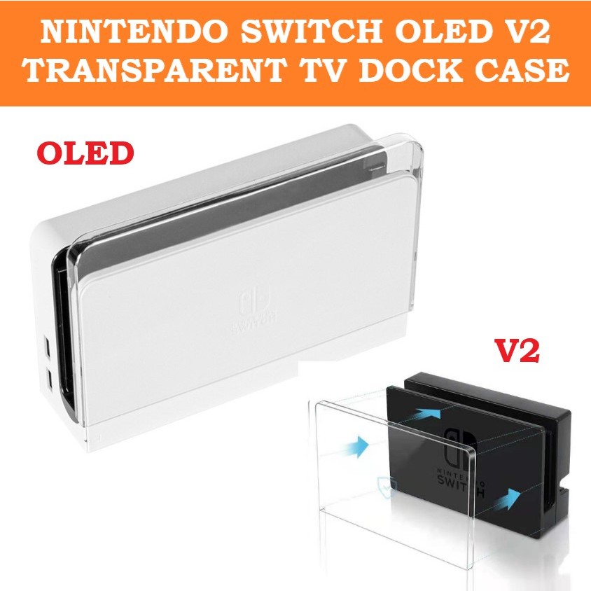 Nintendo Switch OLED V2 Transparent TV Dock Case Crystal Dock Cover ...
