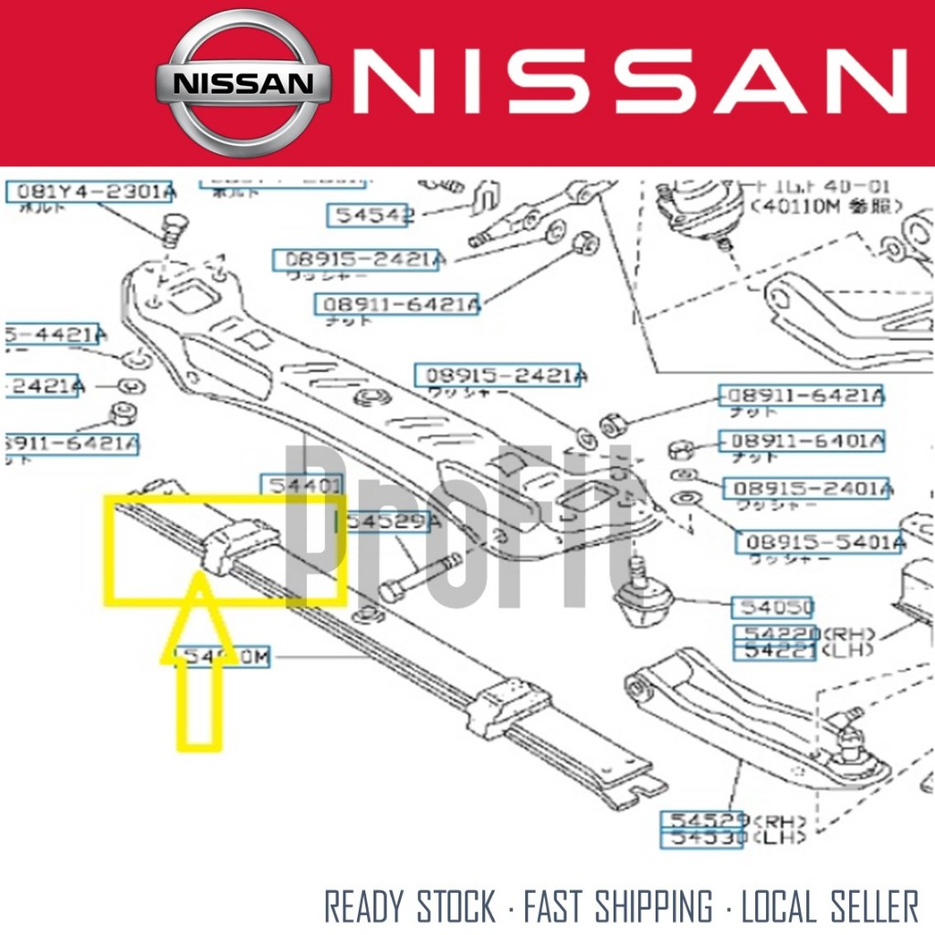 NISSAN VANETTE C22 - 54020-21C10 FRONT LEAF SPRING SEAT RUBBER / SPRING ...