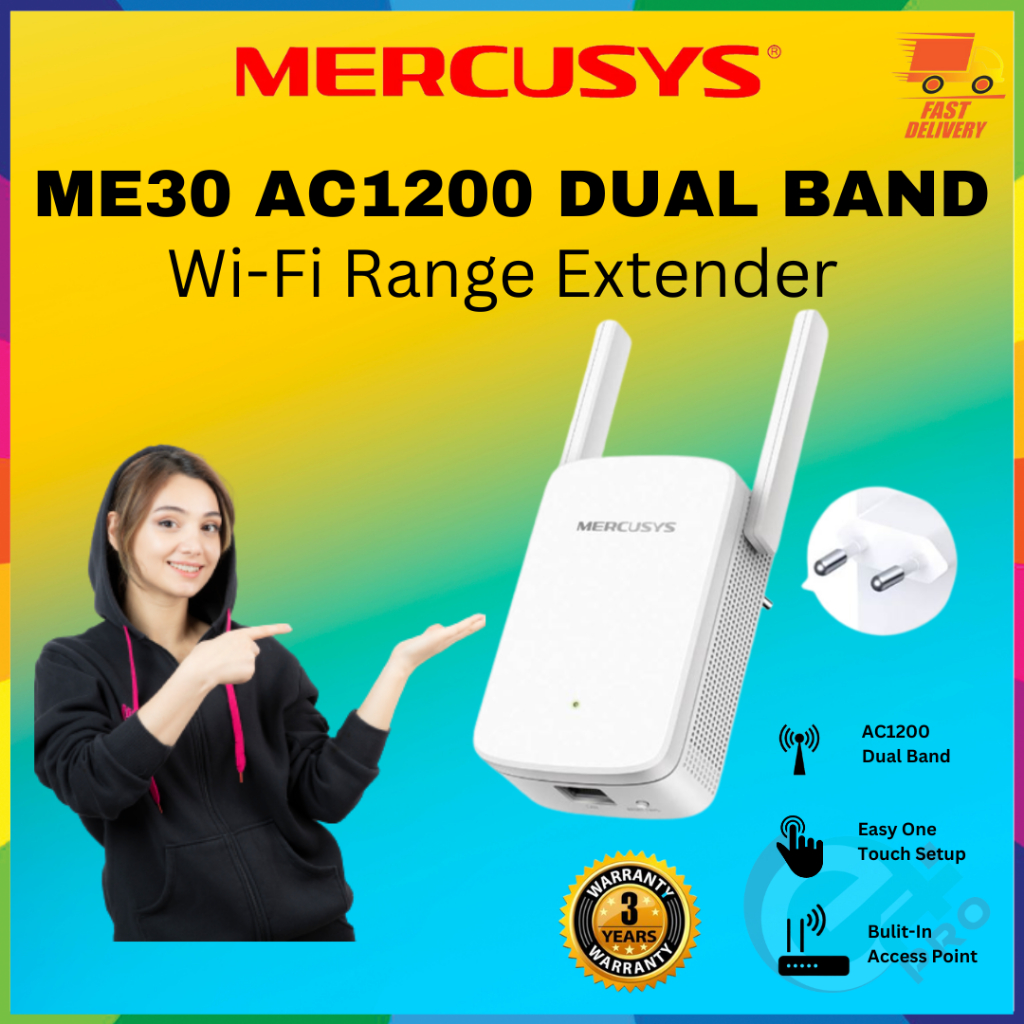 MERCUSYS ME30 RANGE EXTENDER WIFI AC1200 DUAL BAND | Shopee Philippines