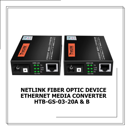 NETLINK FIBER OPTIC DEVICE ETHERNET MEDIA CONVERTER HTB-GS-03-20A/B ...