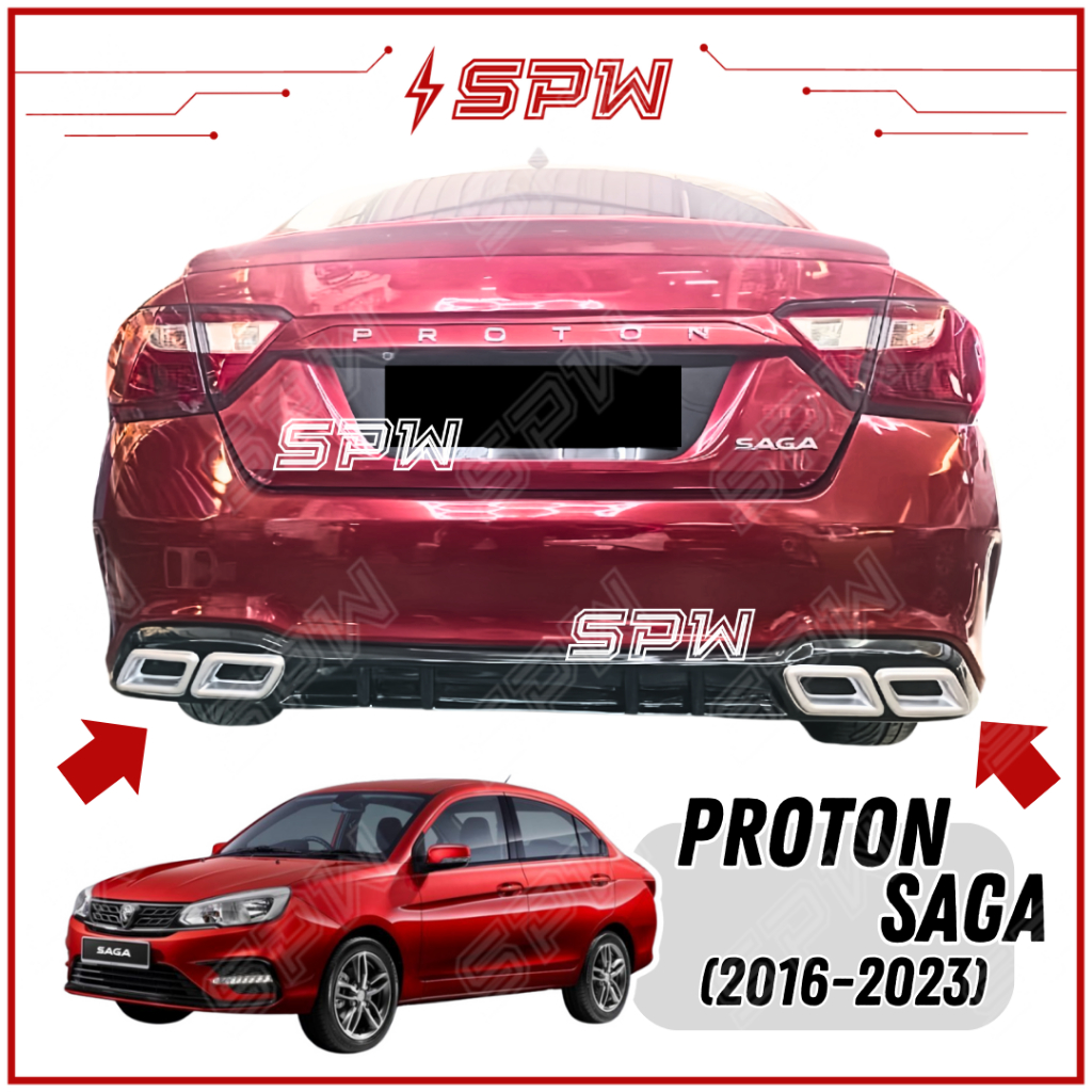 Proton Saga VVT / MC2 (20162023) (AMG Diffuser) Rear Bumper Diffuser Lip with Exhaust Tip