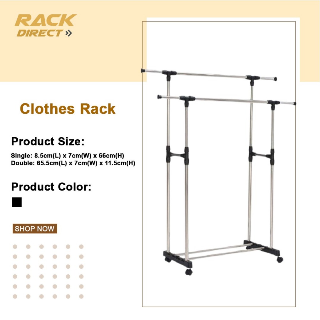 Rack Direct Single/Double Adjustable Height Pole Drying Cloth Rack ...