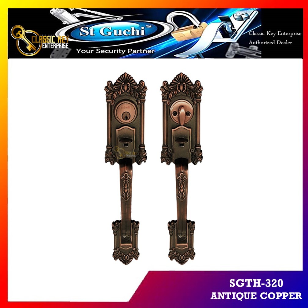 ST GUCHI Double Entrance Handle Lockset SGTH 320 Antique Copper Gripset ...