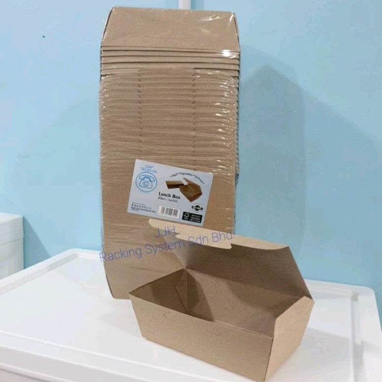 50pcs Lunch Box / Box Brown / Paper Box/ Paper Lunch Box/ Bekas Makanan ...