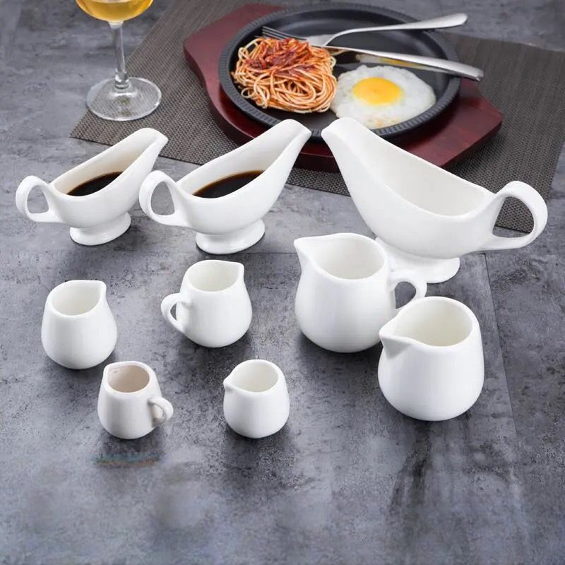 Ceramic Sauce Milk Sugar Honey Dispenser Jug Cup Pot/Gravy Boat