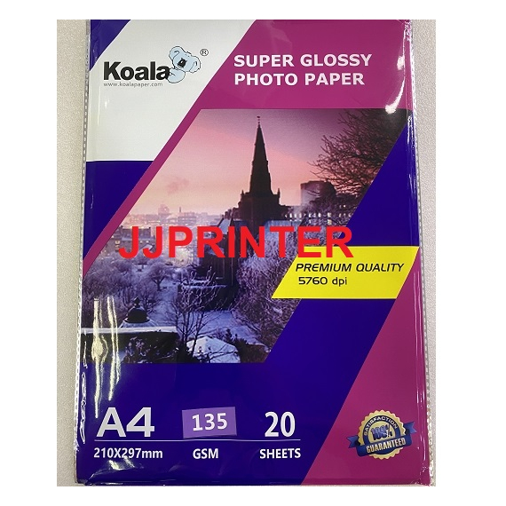 KOALA A4 135GSM HIGH GLOSSY INKJET PHOTO PAPER ( 100 SHEETS ) Shopee