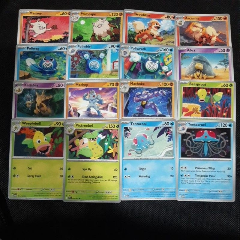 Pokemon Card TCG: SV3.5 Pokemon 151: Arcanine/ Poliwrath/ Abra/ Kadabra ...