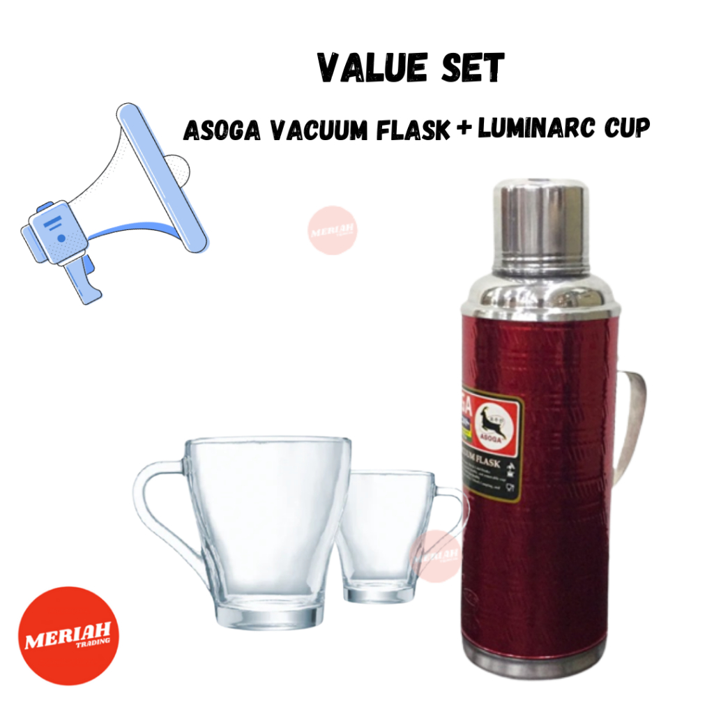 Value Set - Asoga Traditional Vacuum Flask with Luminarc Cup 280ml set ...