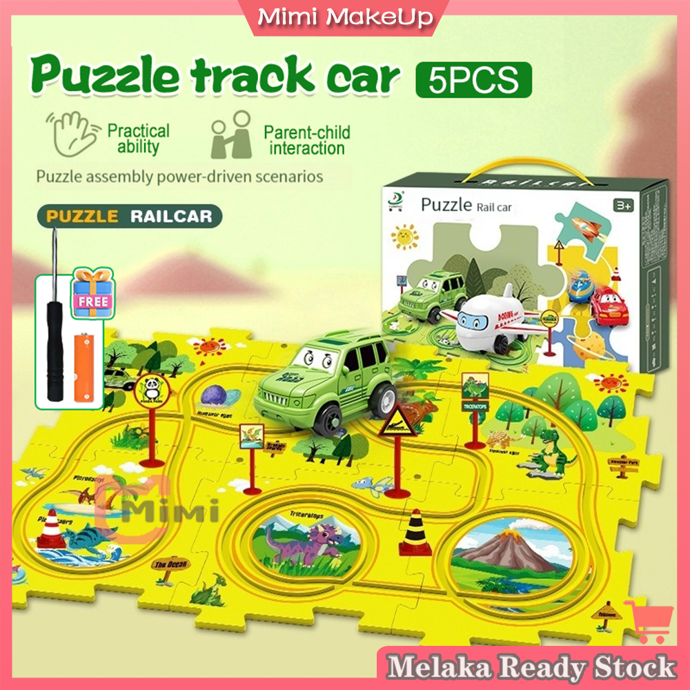 Track Car Vehicle Puzzle Track Playset Fun Race Montessori Dinosaur Land Space Educational