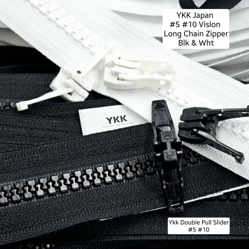 YKK Marine Mate 5 10 Vislon Long Chain Zipper with YKK Double Pull