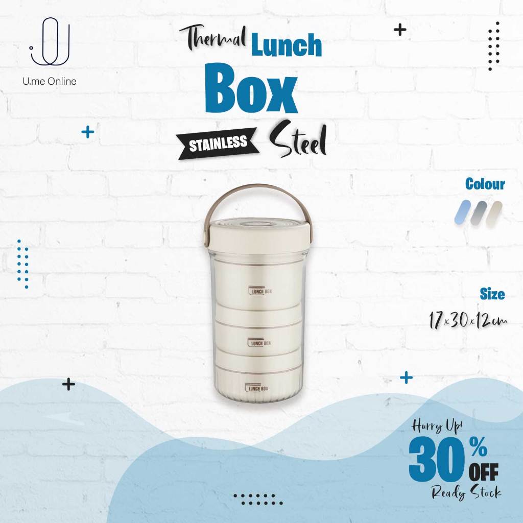 U.me Japan Simple 304 Stainless Steel Lunch Box with Casing 2/3 Tiers ...