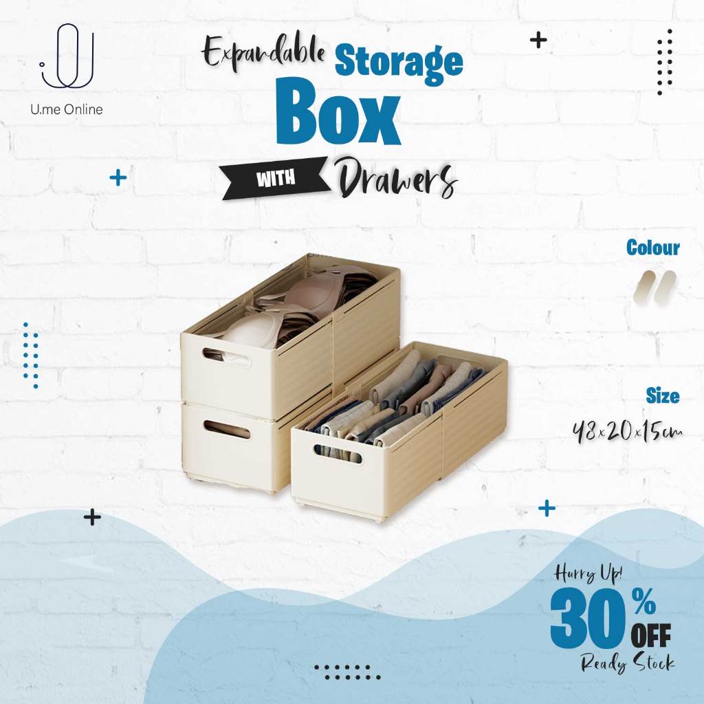 U.me Expandable Plastic Storage Box with Drawers Toy Storage Clothing ...