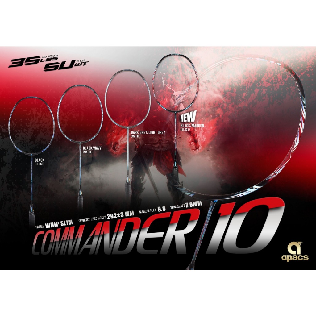 RAKET BADMINTON APACS COMMANDER 10 BADMINTON RACKET W/FREE GRIP ...