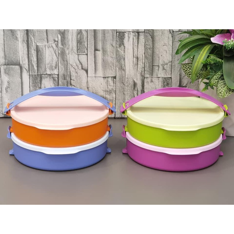 Tupperware Round Click To Go 880ml 2 tiers with handle outdoor lunch ...