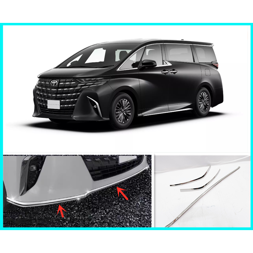 Toyota Alphard 2024 ABOVE FRONT BUMPER GUARD Stainless Steel CHROME ...