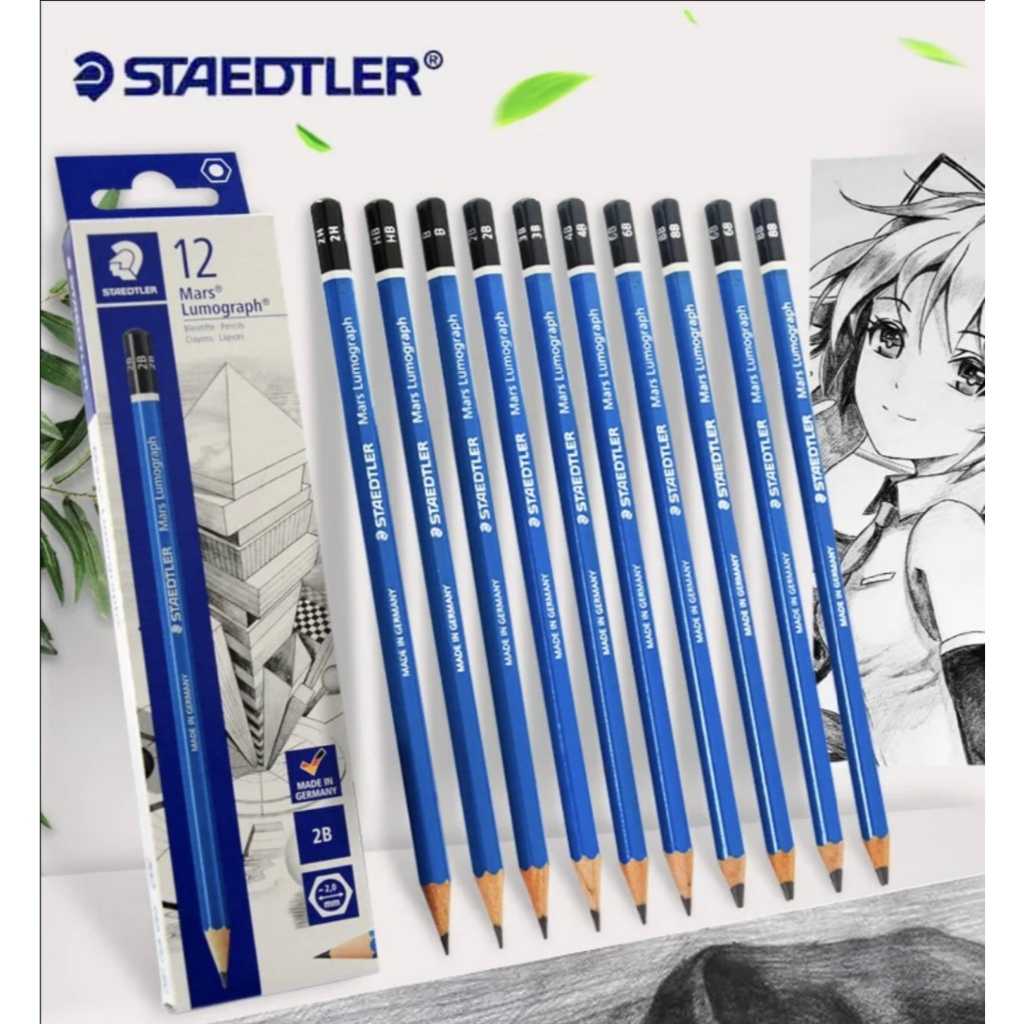 STAEDTLER Mars Lumograph Pencil Drawing Sketching Pensel Lukis 2B/3B/4B ...