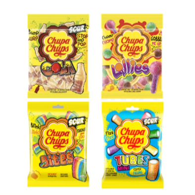 Chupa Chups Jellies Sour Gummy (90gm LOLLIES / 90gm COLA / 80gm TUBES ...
