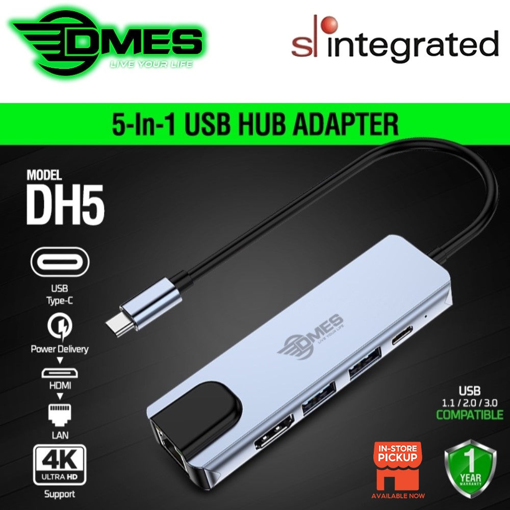 DMES DH5 5-in-1 USB HUB Multi Function Adapter with Expansion Port ...