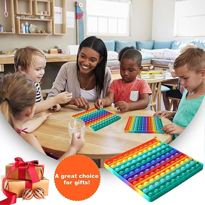 7.8in Big Size P0pp Number and Alphabet, Rainbow Square Fidget Ttoy ...