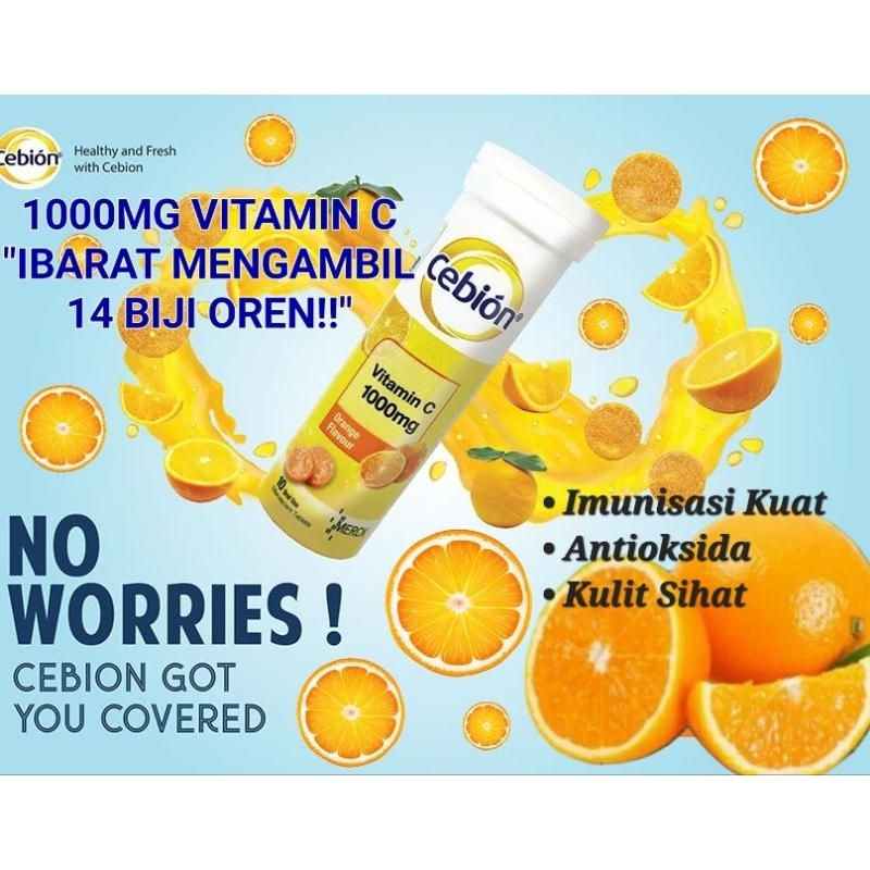 VITAMIN C 1000MG Tablet Rendam dalam Air Flavettes/Cebion Effervescent ...