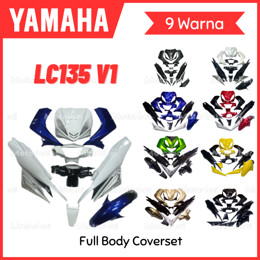 HITAM HIJAU MERAH PUTIH Yamaha LC135 V1 Body Cover Set HLD Coverset ...