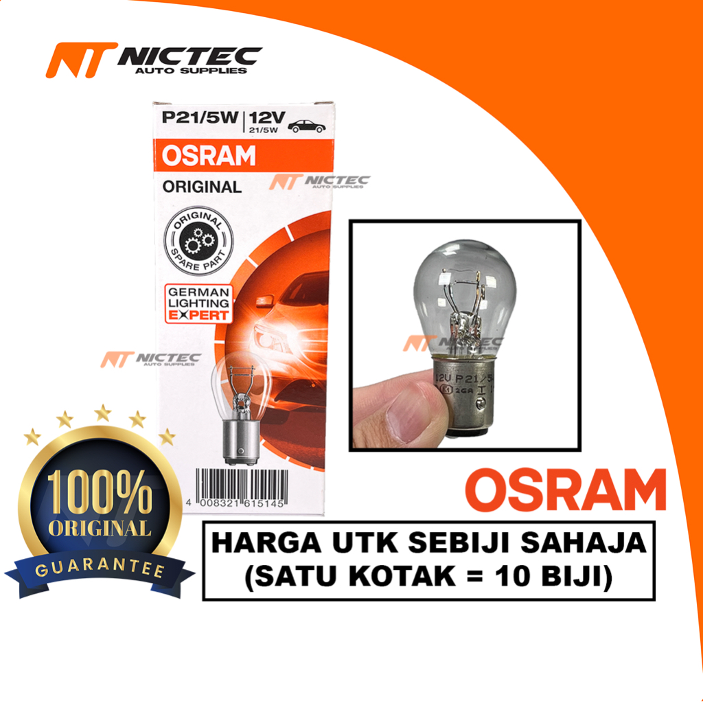 OSRAM !! HALOGEN TAIL/BRAKE LIGHT BULB P21 7528 5W 12V BAY15d Shopee