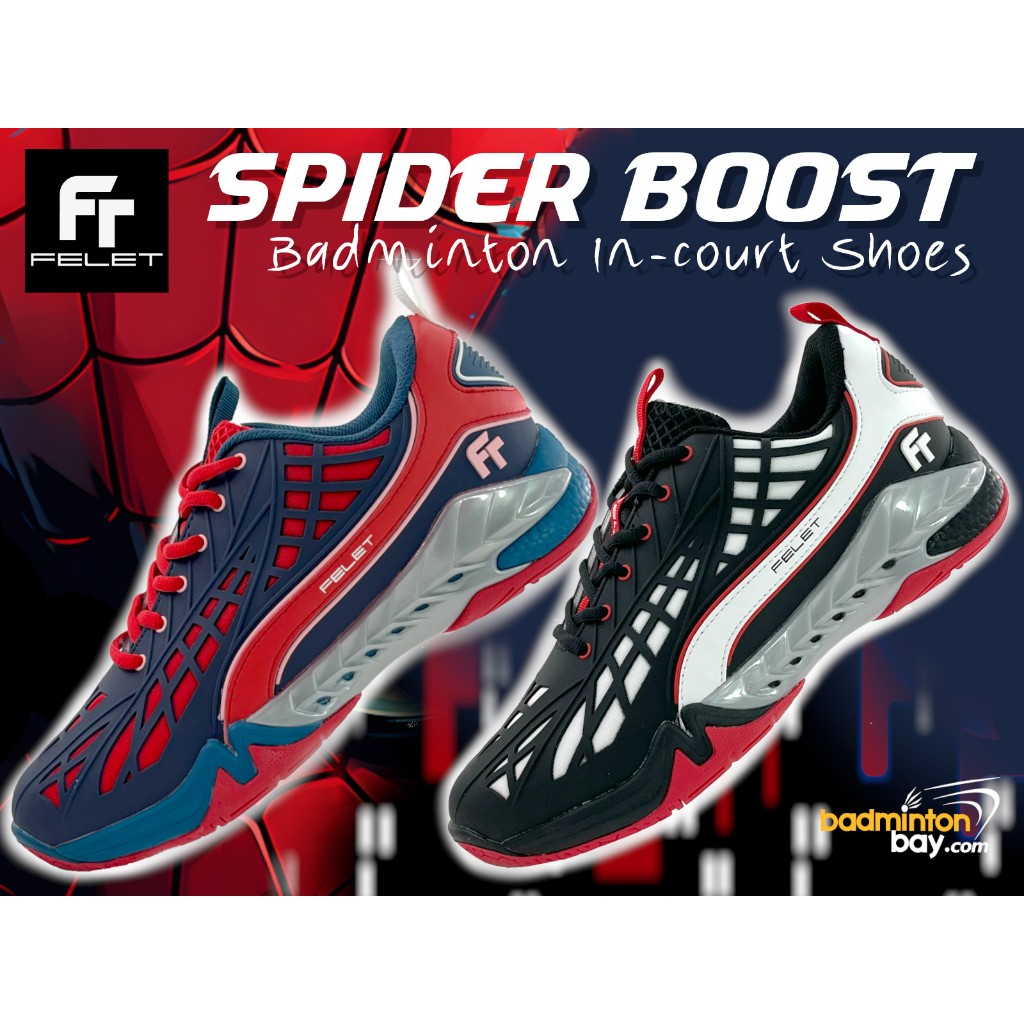 Felet Spider Boost Black Badminton Indoor Court Shoes | Shopee