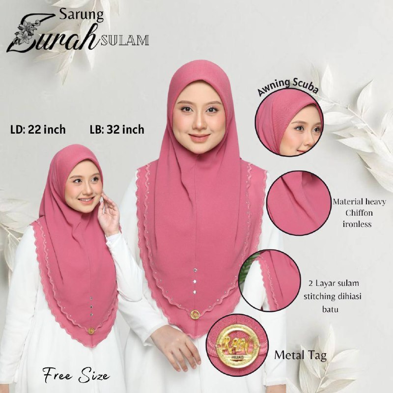 SARUNG ZURAH 2 LAYER KAIN HEAVY CHIFFON | Shopee Philippines