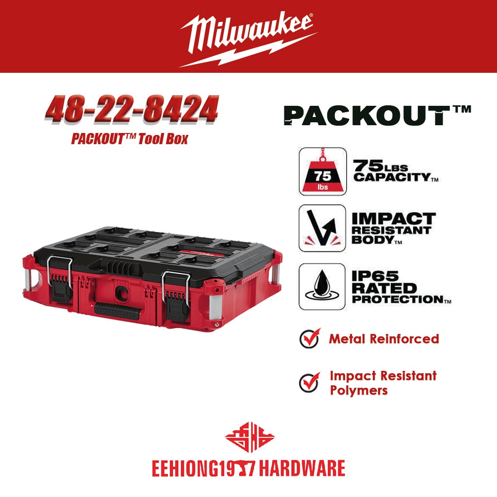 MILWAUKEE 48-22-8424 PACKOUTTM Compact Tool & Accessory Box Storage Box ...