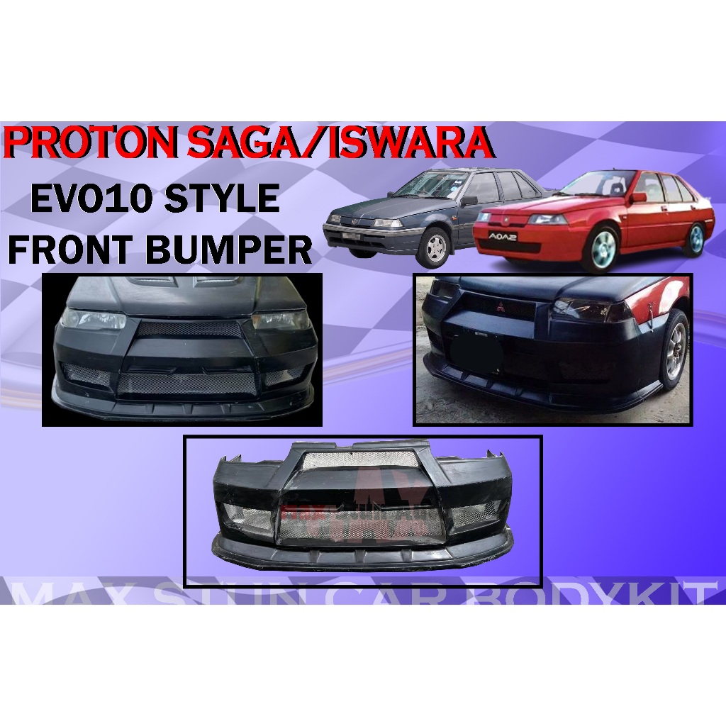 Proton Saga Iswara Evo Style Front Bumper Depan Bumper Evo Unpaint Material Fiber Car