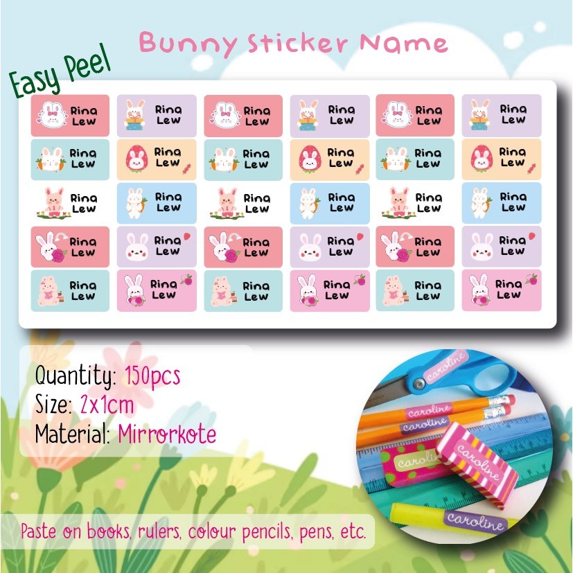 Sticker Nama 1X2cm / Sticker Name Label / Cartoon Kids Sticker ...