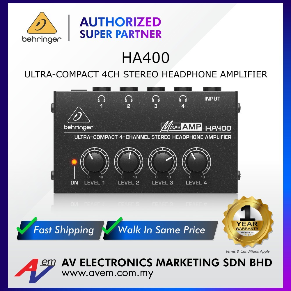 BEHRINGER MICROAMP HA400 Ultra Compact 4 Channel Stereo Headphone Amplifier Shopee Philippines