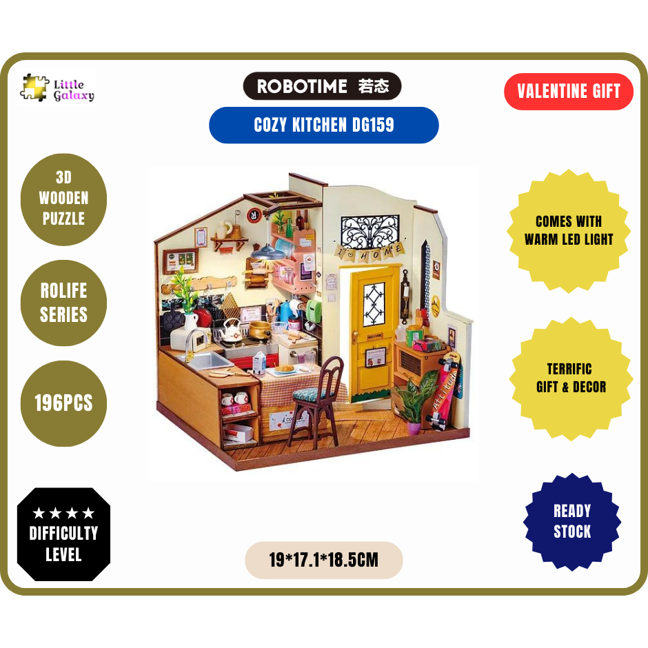 Robotime Rolife 3D DIY Miniature House Kit Cozy Kitchen - DG159 ...