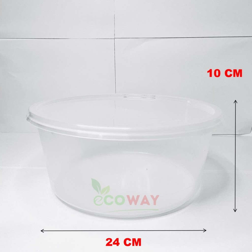 [10 PCS, 15 PCS] 3000ml Round PP Container & Lid Disposable Plastic ...