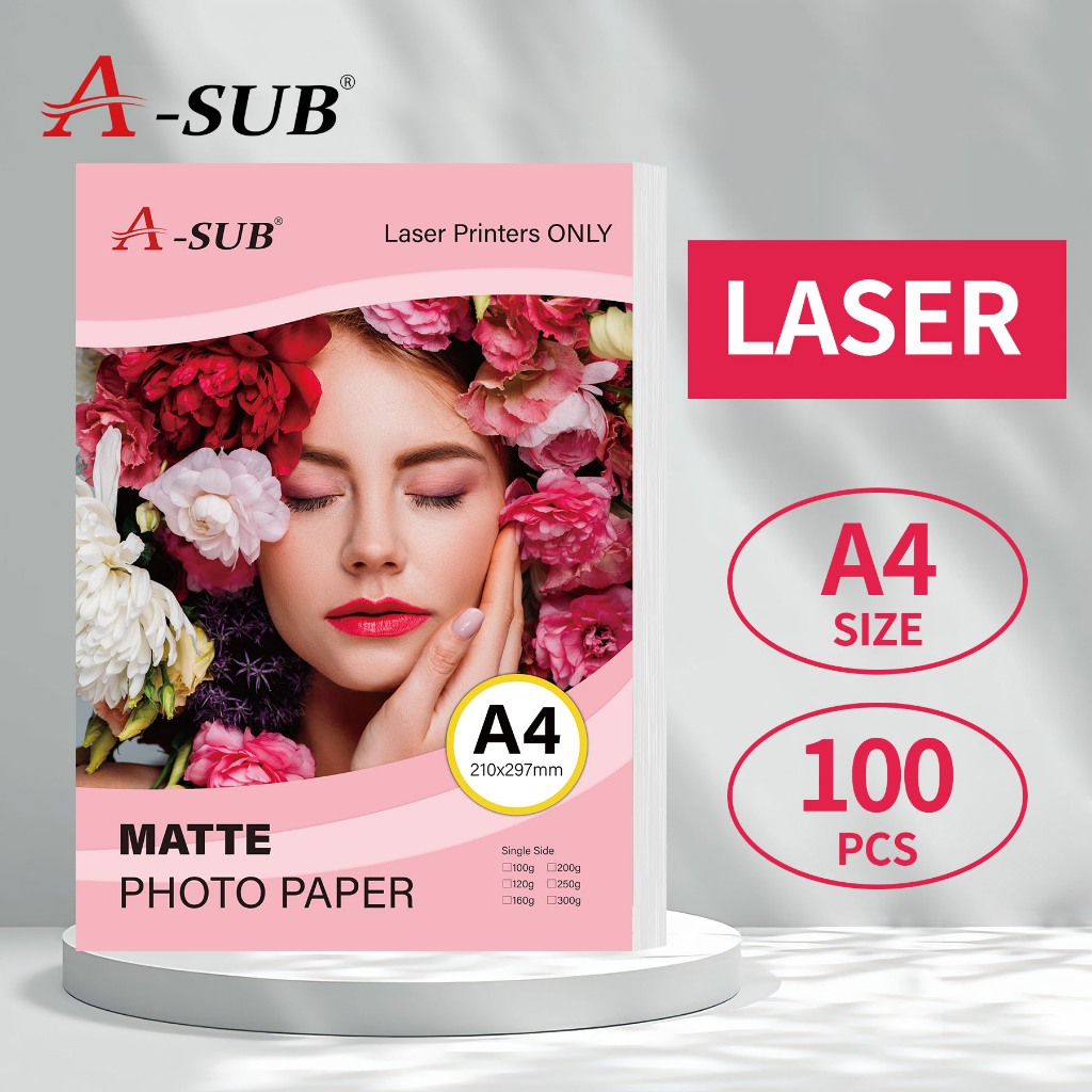 【Laser Matte Paper】A-SUB A4 160/200gsm Matte Photo Paper for all Laser ...