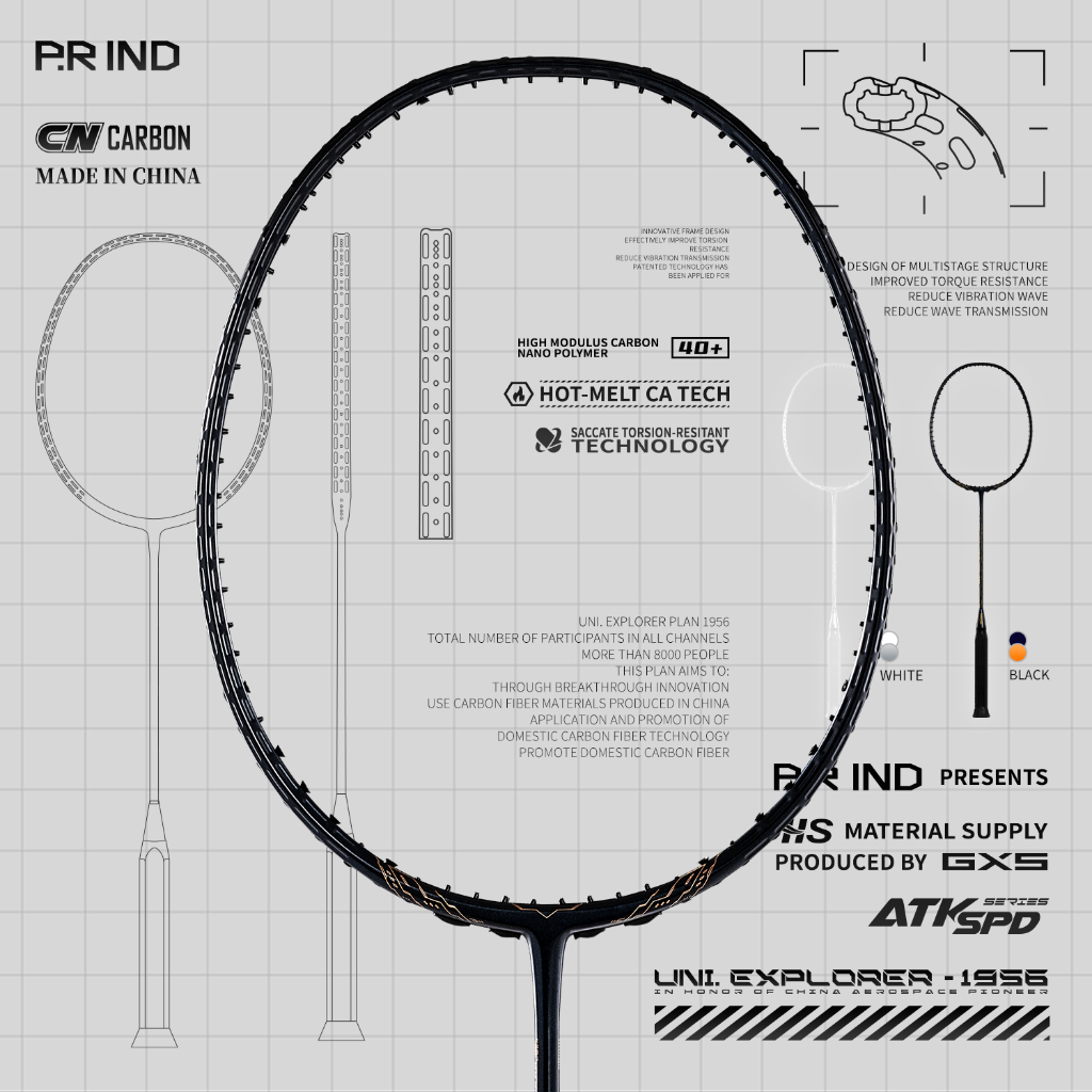 P.R IND UNI EXPLORER 1956 BOX BADMINTON RACQUET (Purui/PR) | Shopee ...