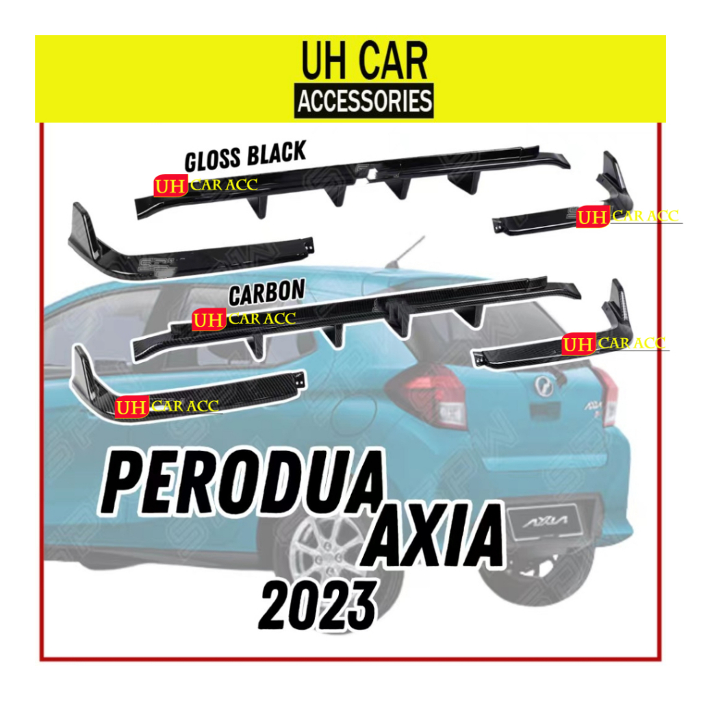 Perodua Axia 2023 Rear Bumper Diffuser Lip (V2) PU Bodykit Body Kit Lip ...