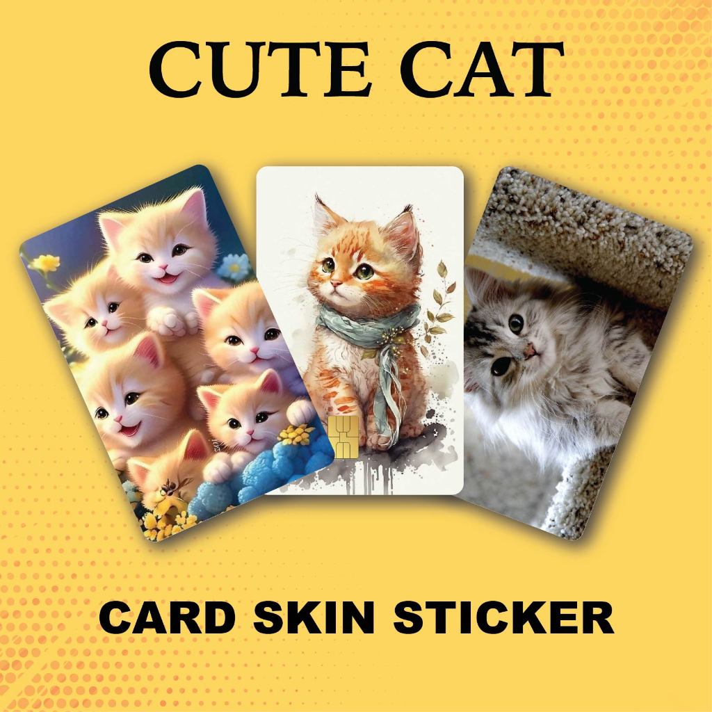 Cute Cat Kawaii Touch N Go Vinyl Skin Sticker/Bank Card Sticker Cover ...
