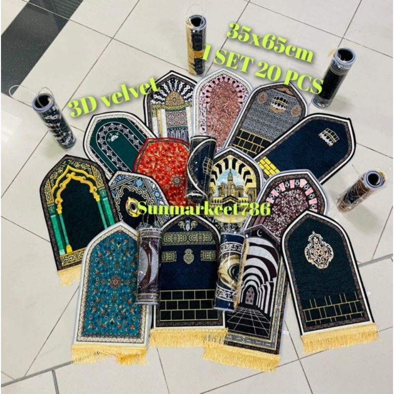 Sejadah QUBAH 1 SET (20)PCS SEJADAH VELVET Long Face Viral Shining SAZI ...