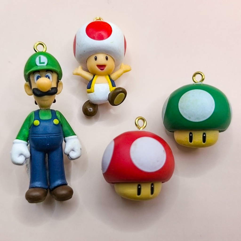 Nintendo Super Mario Cute Keychain Luigi/Toad/1-Up Mushroom/Super ...