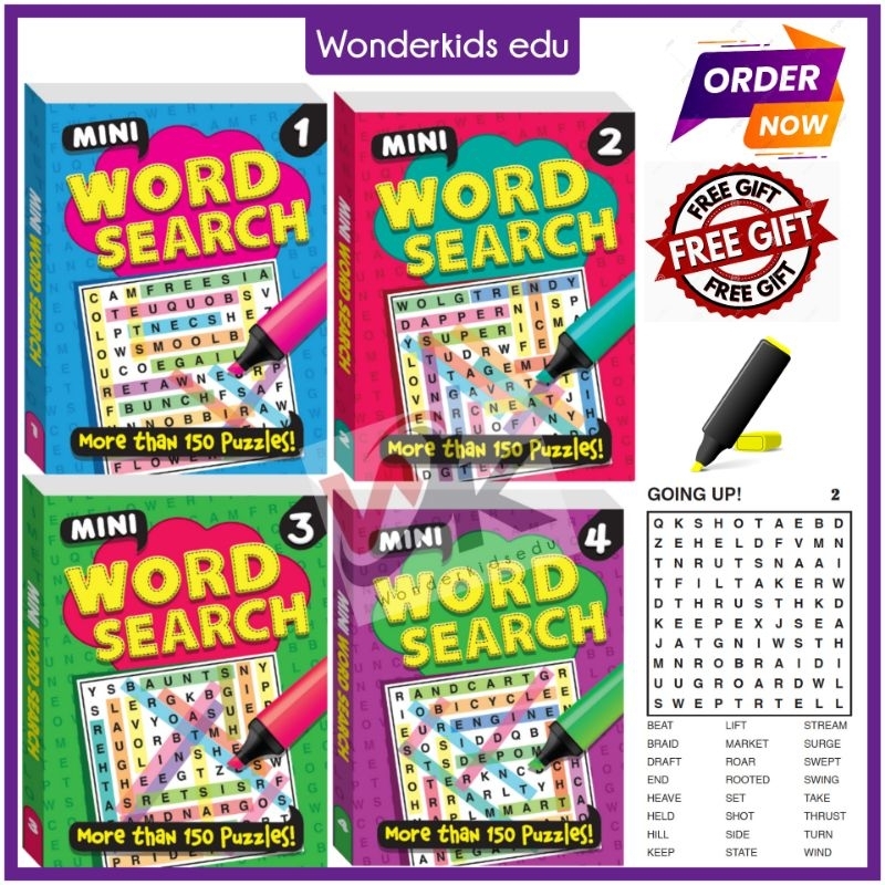 Word Search Book for Kids Mini Word Search Crossword Puzzle English