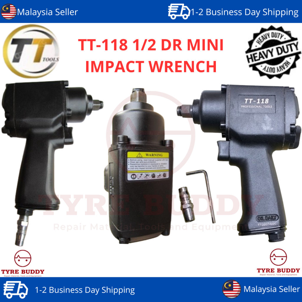 TT-118 1/2 DR MINI IMPACT WRENCH, Twin Hammer, Heavy Duty, Max Torque ...